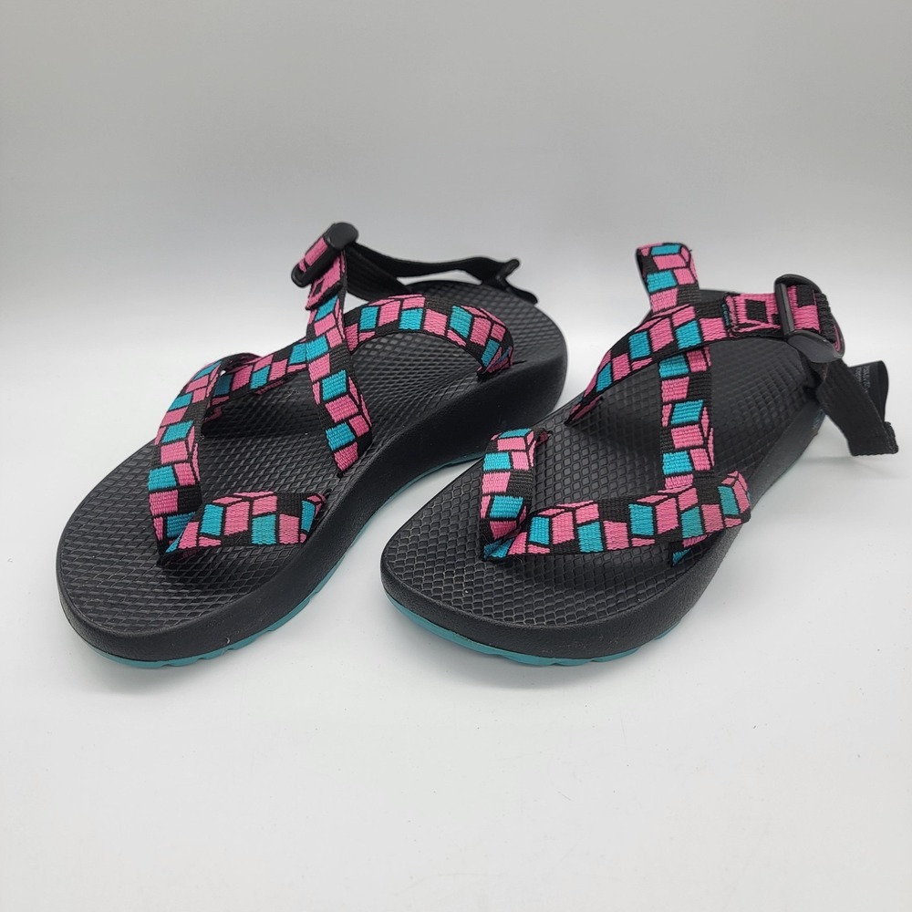 Chaco Tegu J107292 Sport Sandals W Sz 7 PINK TEAL & BLACK BACKLESS & ADJUSTABLE